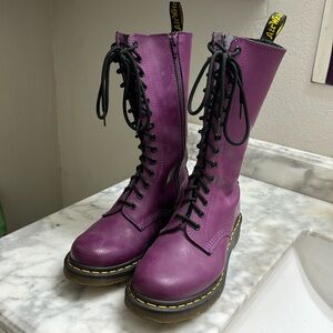 Purple Doc Marten AirWair boots with side zip